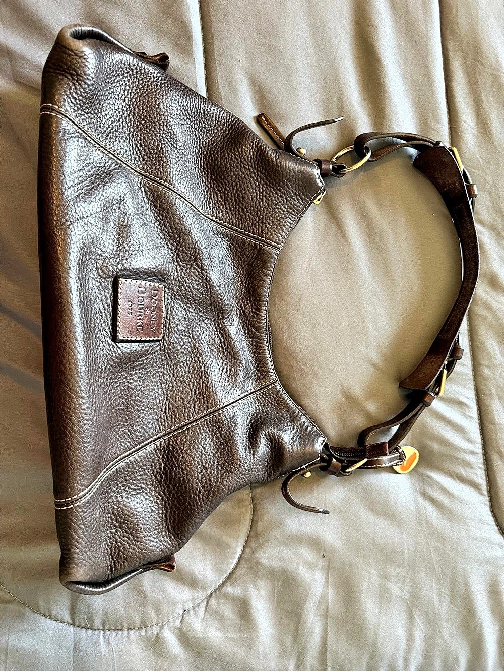 Vintage Dooney & Bourke Pebble Grain Hobo Leather Shoulder Bag Brown & Red